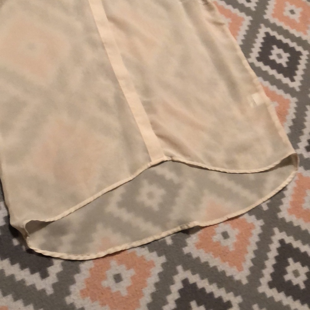 Zara Basic Sheer Cream Button Down W/Rhinestones - image 7